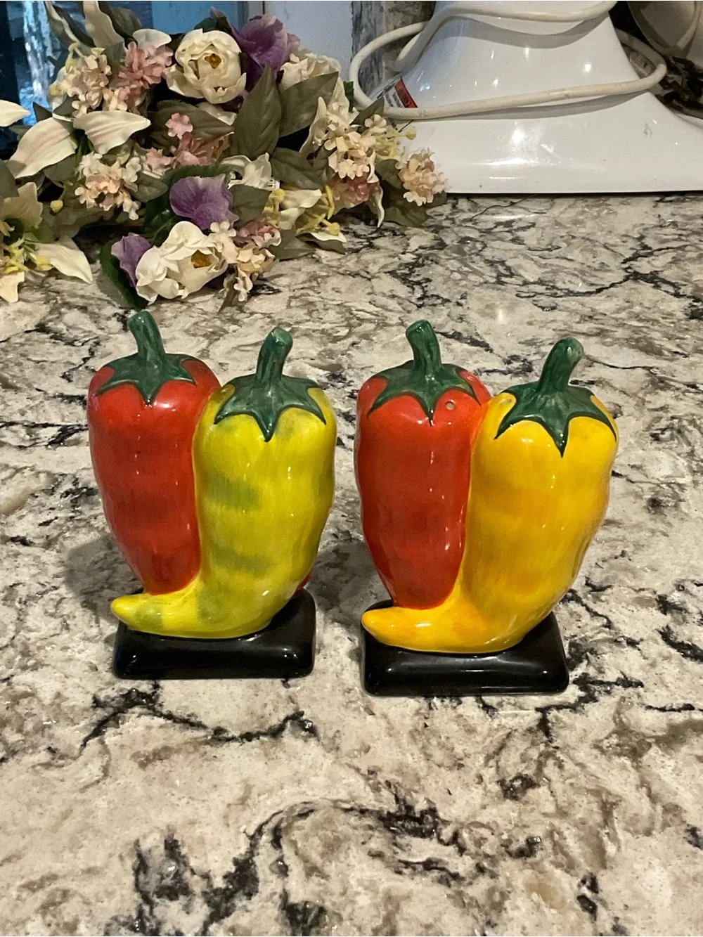 BP-CLAY-ART JALAPEÑO CHILI PEPPERS SALT AND PEPPER SHAKERS